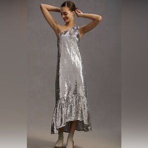 MAEVE by Anthropologie One Shoulder Sequined Dress